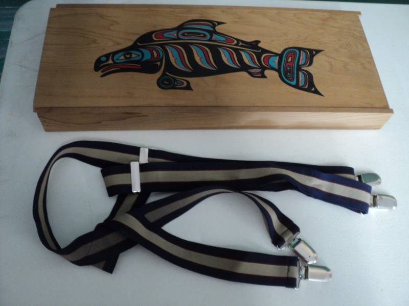 lot 232 image: Vintage Suspenders and Salmon Wood ...