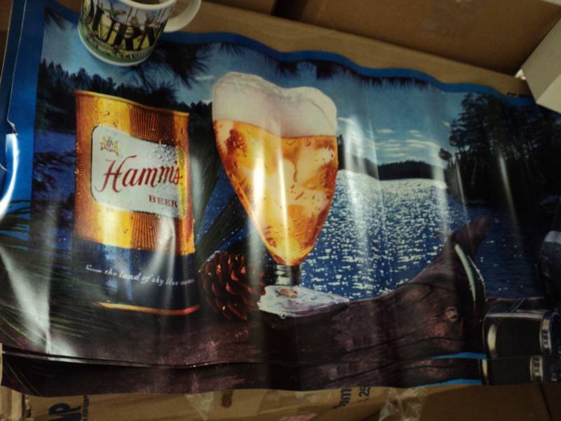 lot 264 image: Bar Accessories and 3 Hamms Poster...