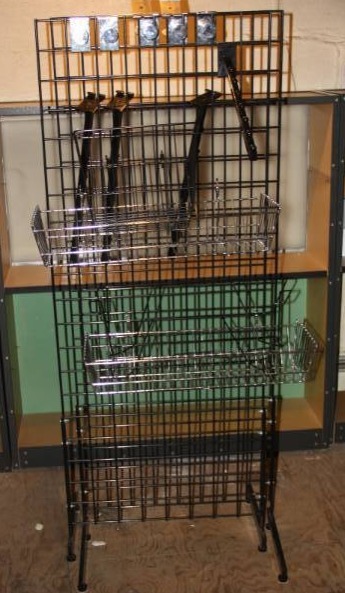 lot 7 image: Lot of 2 Tall Retail Wire Racking with Accessories