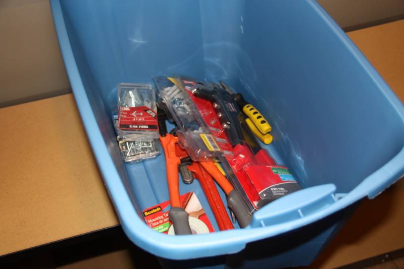 lot 11 image: Tools and Hardware Lot with Tote