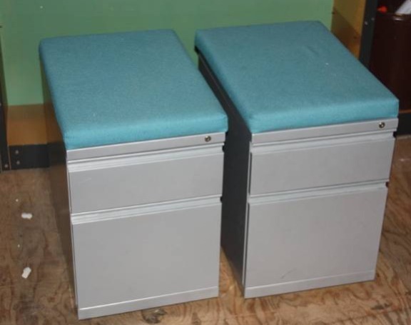 lot 17 image: Heavy Padded Metal Rolling File Cabinets