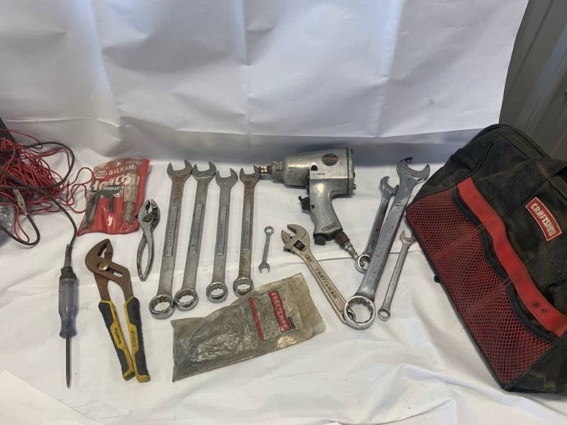 lot 15 image: Large Tool Lot including Craftsman Wrenches, Air Wrench, and more