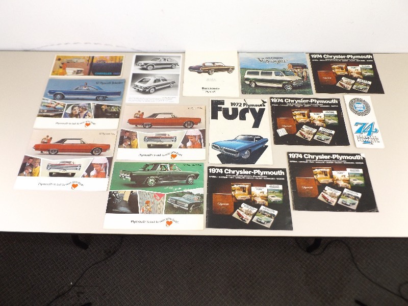 lot 38 image: Lot of Vintage Chrysler Plymouth Car Brochures 