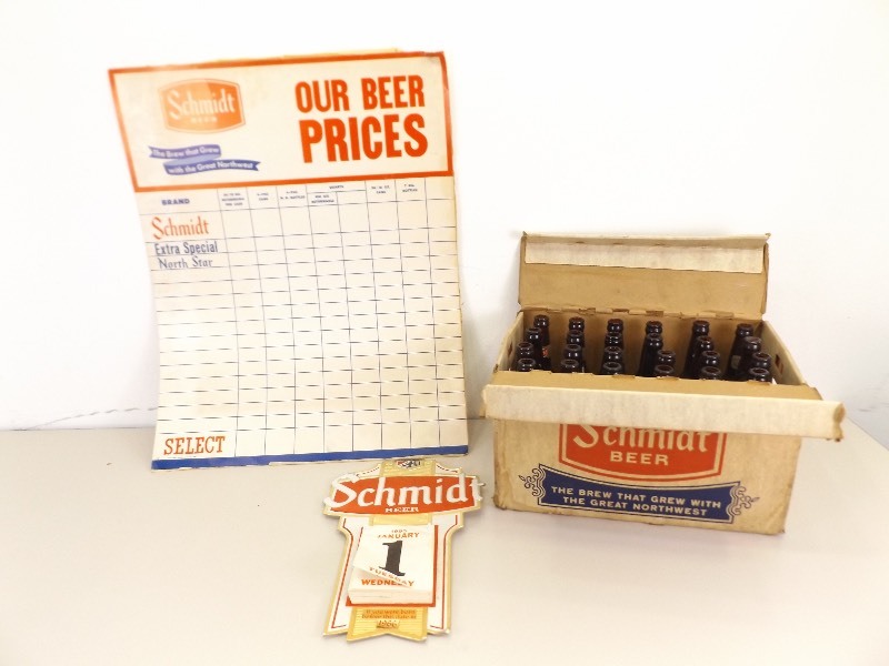 lot 46 image: Lot of Vintage Schmidt Beer Advertising, Bottles, etc.