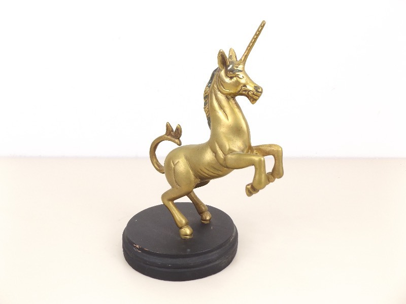 lot 93 image: 8.5 Brass Unicorn Statue