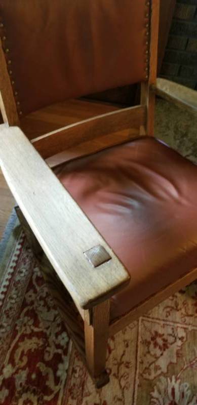 lot 17 image: Antique Oak Brass Studded Rocking Chair