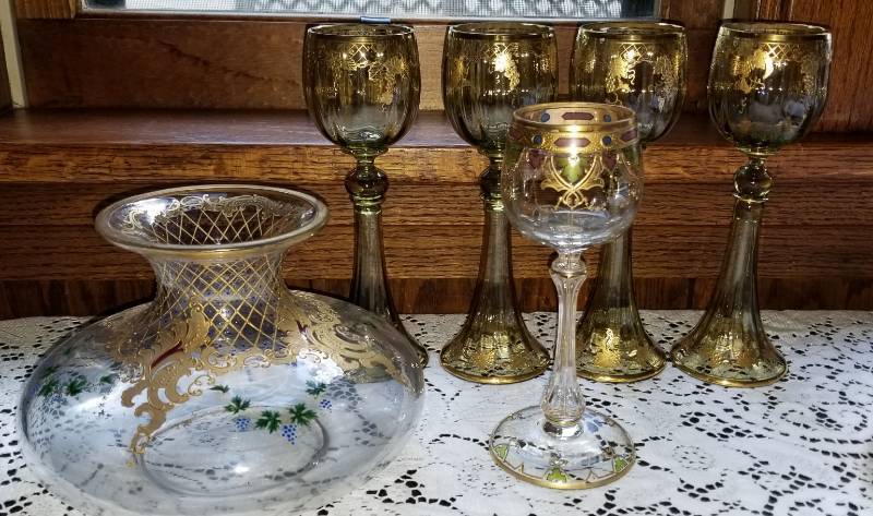 lot 30 image: Art Deco Moser Wine Glass