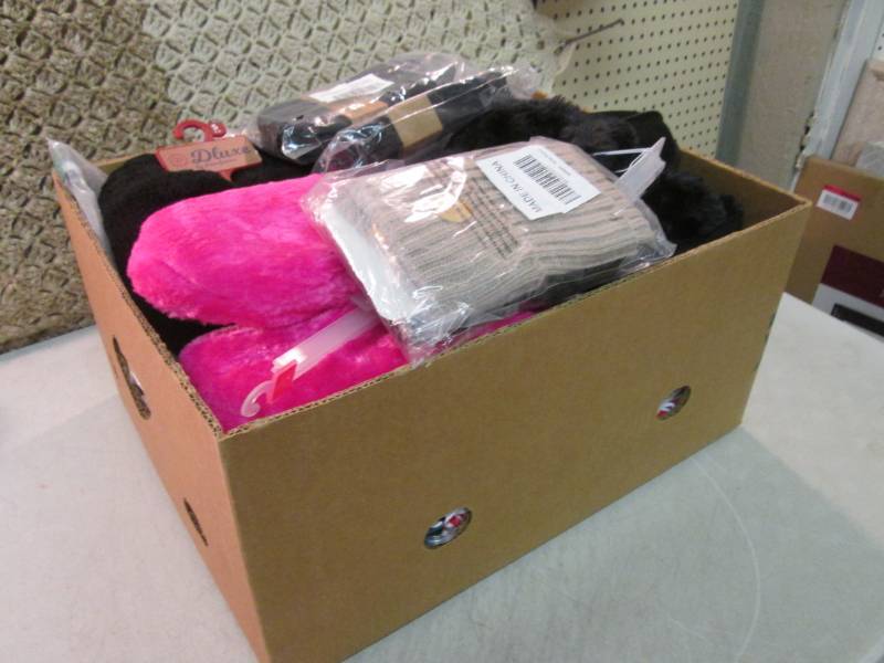 lot 108 image: Box Full of Clothing and Slippers E...