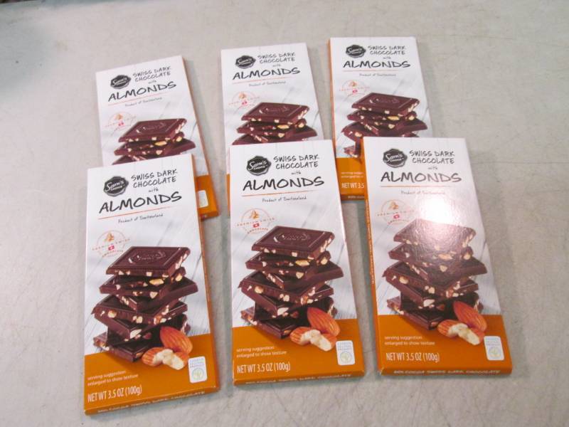 lot 130 image: 6 Swiss Dark Chocolate with Almonds...
