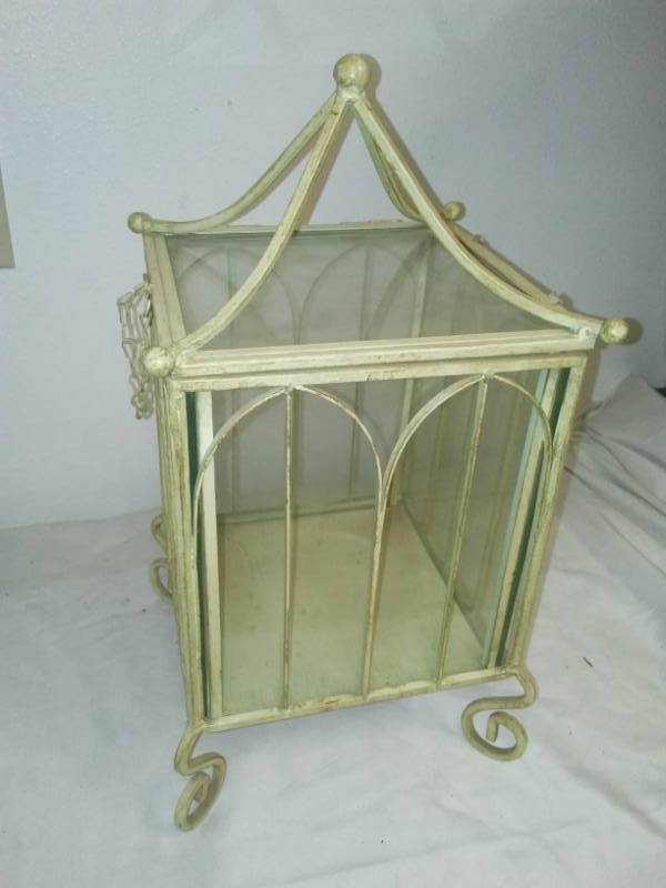 lot 194 image: Enclosed candle lamp holder, reproduction