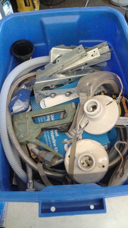 lot 63 image: Bin And Toolbox Filled With Some Items