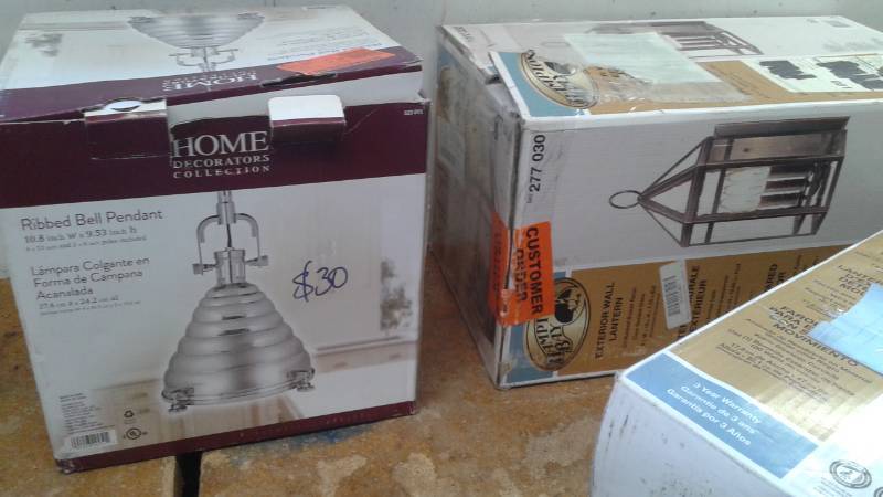 lot 69 image: Lot Of Mixed House Lighting Fixtures, One Box Is Missing One Of Two Lights