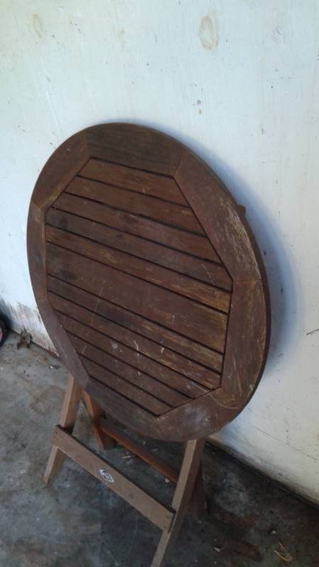 lot 15 image: Folding Hampton Bay, Patio Table, Used, Shows Wear