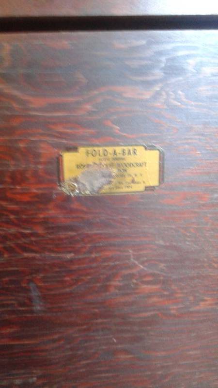 lot 27 image: Vintage Mid Century Wood Fold-A-Bar Alcohol Shelf, Used, May Show Wear
