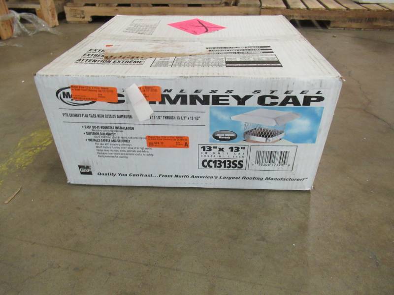 lot 411 image: Master Flow 13 in. x 13 in. Stainless Steel Fixed Chimney Cap CC1313SS