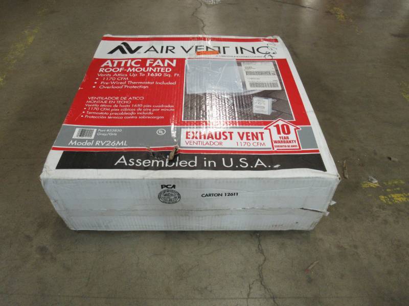 lot 412 image: AIR VENT INC. Power Roof Mount Fan 53830