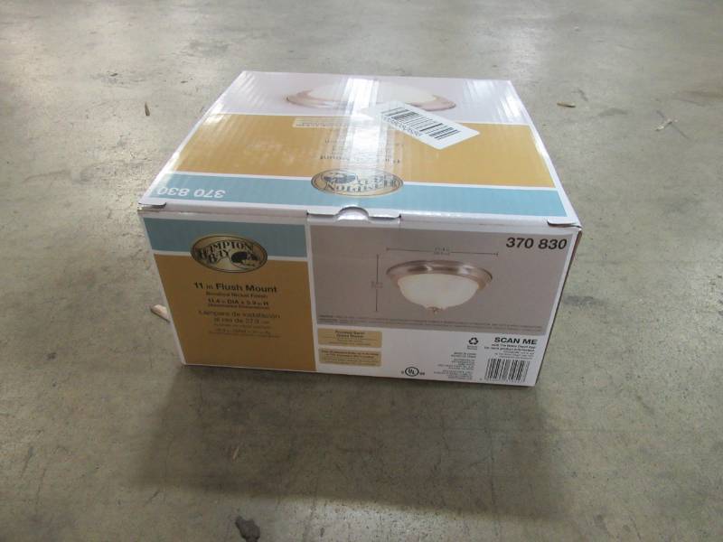 lot 425 image: Hampton Bay 2-Light Brushed Nickel Flushmount FZP8012A