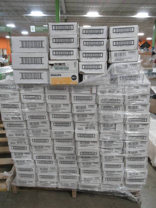 lot 76A image: Pallet of 93 Cases (10case) Philips 32-Watt 4 ft. T8 Alto Linear Fluorescent Light Bulb Neutral (3500K)  3 cases of T12