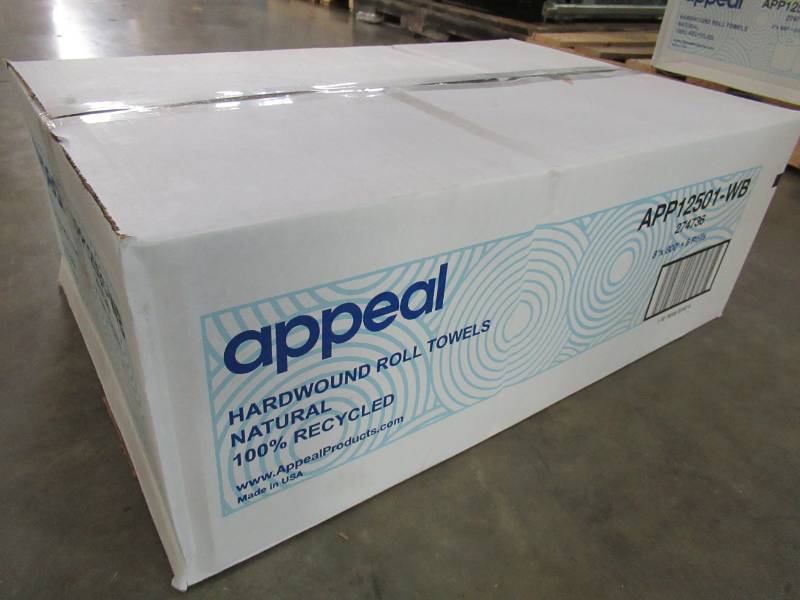 lot 151 image: 1 Case of Appeal 100% Recycled Hard Roll Towel, 8 x 800 in Natural 6 Rolls per Case, GID-274736