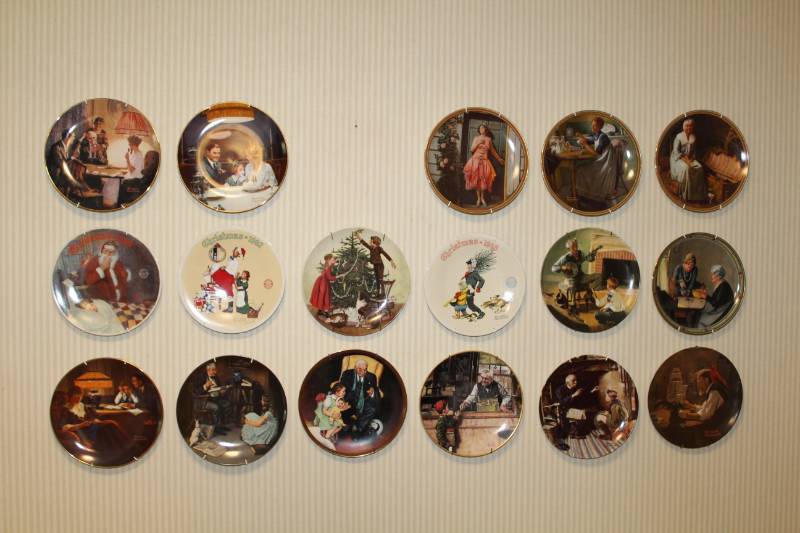 lot 70 image: Lot of (18) Norman Rockwell Decorative Collectors Plates with Certificates of Authenticity