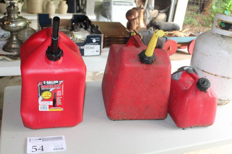 lot 54 image: Lot of (3) Plastic Gasoline Cans