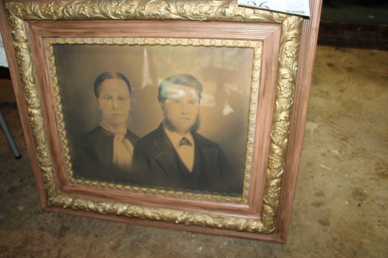 lot 96 image: Old Portrait Decorative Wood Framed Wall Art