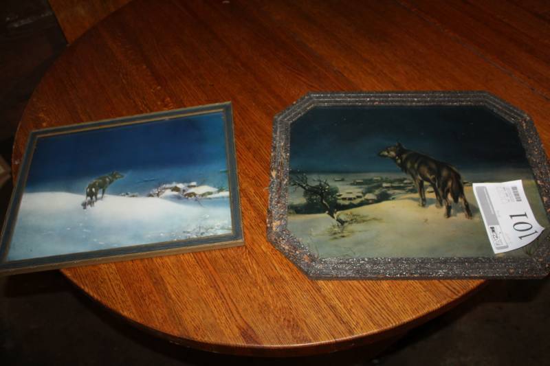 lot 101 image: Lot of (2) Wolf Wall Art