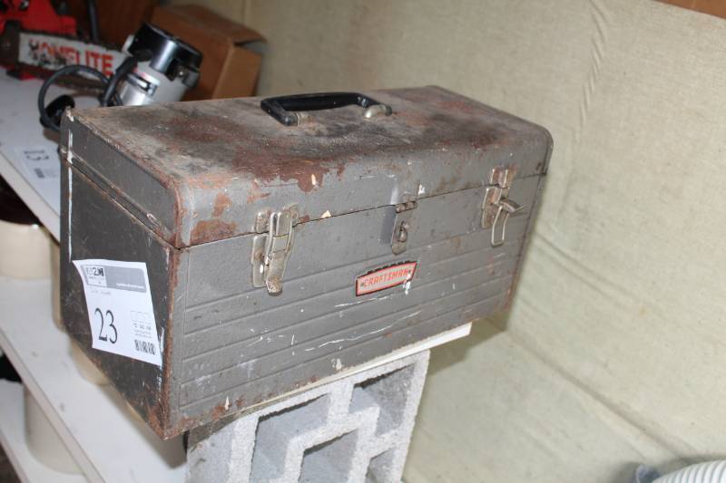 lot 23 image: Tool Box, Scrapers, Brushes, And More