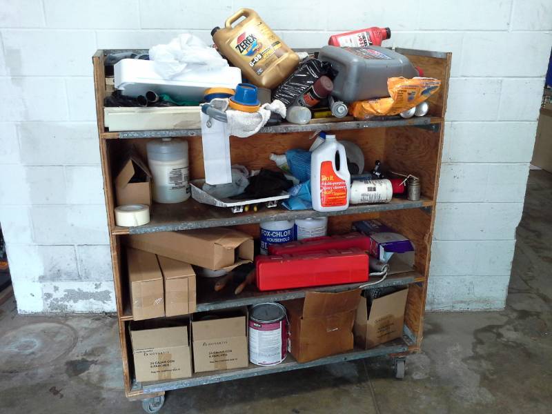 lot 808 image: Rolling 4-Tier Cart with Contents