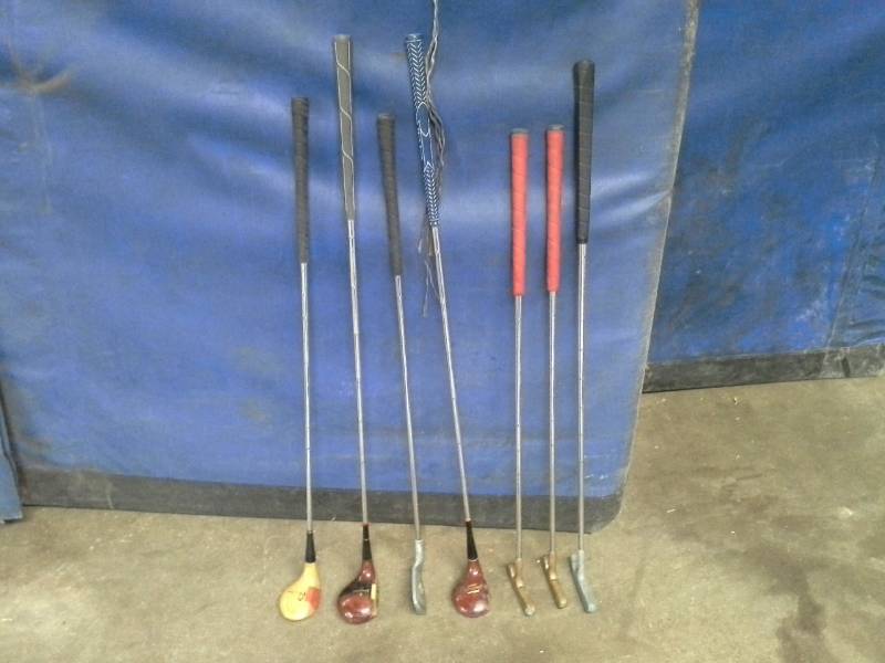 lot 840 image: Lot of (7) Wilson Golf Clubs - Wood Drivers, Titanium Putters, 3-Iron