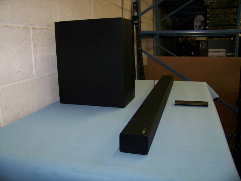 lot 18 image: Samsung, 2.1 Channel, 300W, Home TheaterTelevision Audio Soundbar with Wireless Subwoofer  Sub and Bluetooth Connectivity with Remote Control in Original Box
