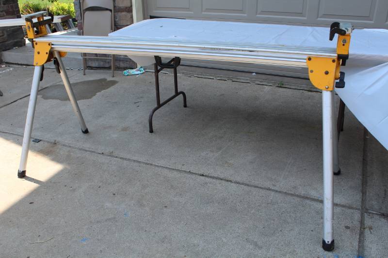 lot 43 image: DeWalt DWX7232 Heavy Duty Miter Saw Stand Work Piece Support and Length Stop
