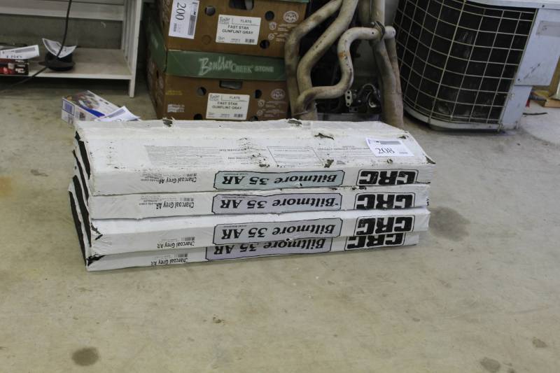 lot 208 image: Lot of (4) Biltmore 35 AR Charcoal Grey Glass Fiber Shingle Bundles