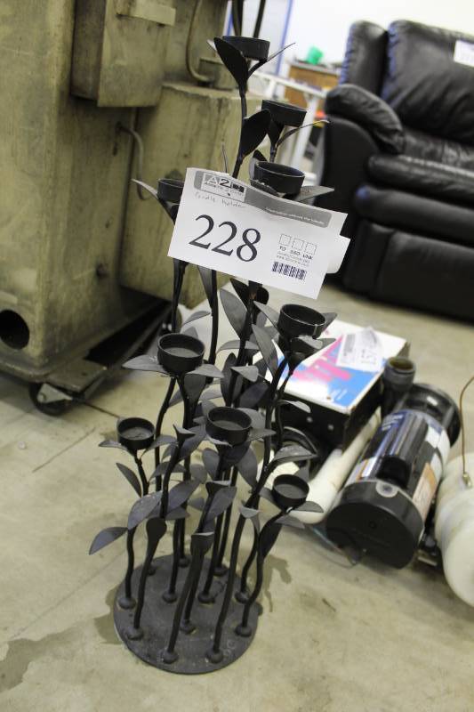 lot 228 image: Multi-Tier Floral Metal Candleholder