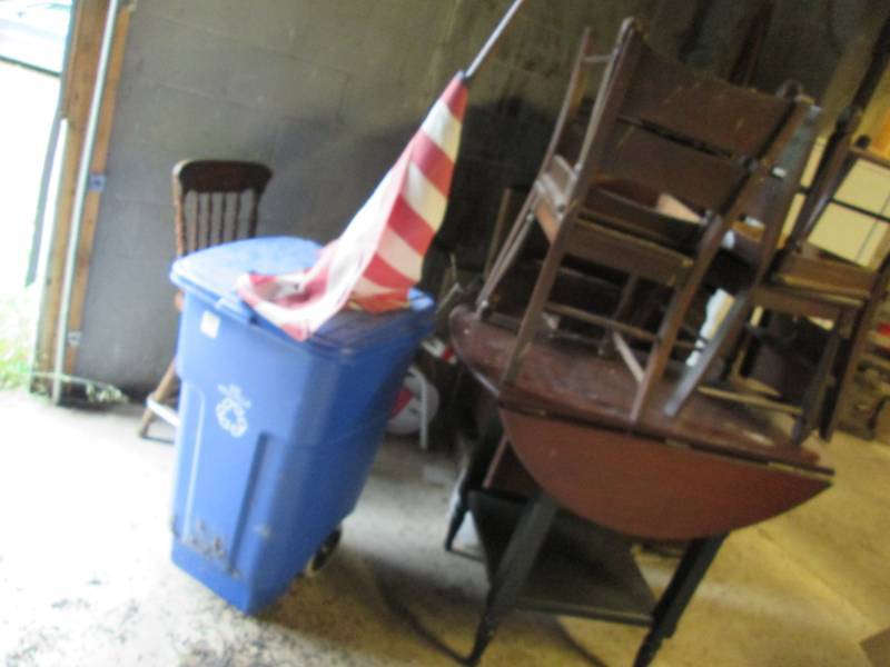 lot 16 image: lot of furniture, recycle bin, misc...