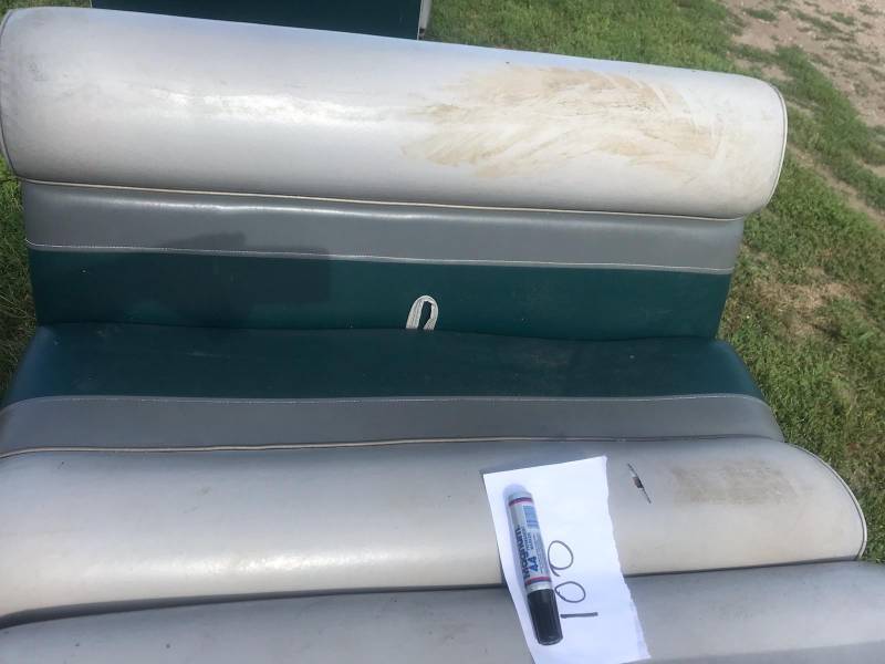 lot 32 image: Pair of 42 vinyl covered boat seat benches, plastic bases, no worries about rotten wood