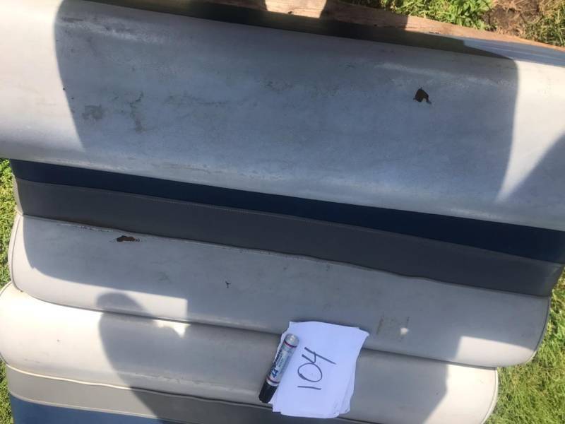 lot 36 image: Pair of 42 vinyl covered boat seat benches, plastic bases, no worries about rotten wood