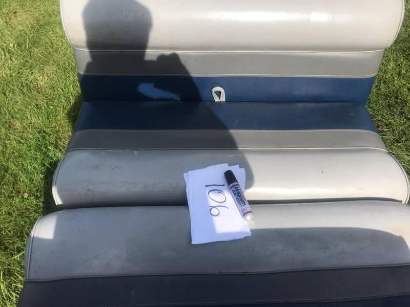 lot 38 image: Pair of 42 vinyl covered boat seat benches, plastic bases, no worries about rotten wood