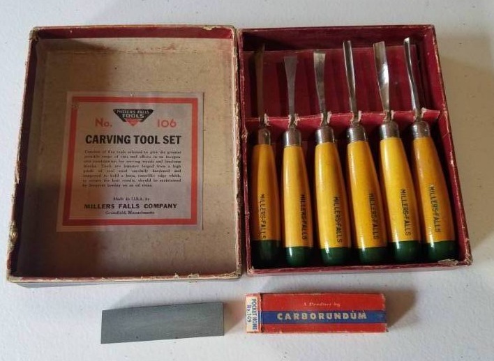 lot 3 image: Millers Falls Tools Wood Carving Tool Set #106