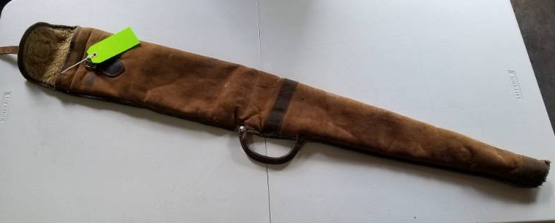 lot 17 image: Swayed Leather & Wool Lined Scabbard for a .22