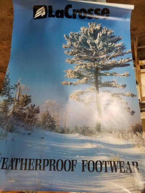 lot 130 image: A tube of Vintage La Crosse Boots Posters