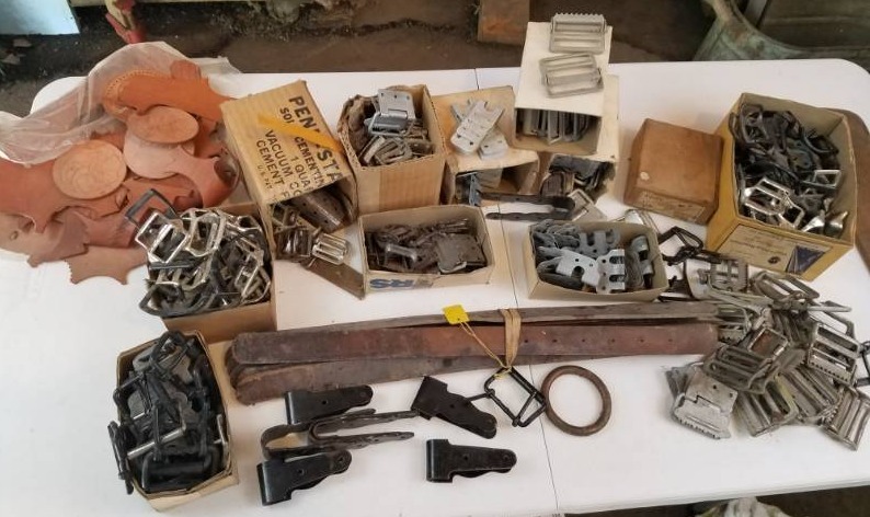 lot 134 image: Large lot of parts for making horse harness and saddle parts