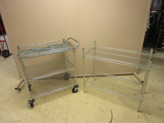lot 120 image: STAINLESS STEEL CART AND SHELF UNIT