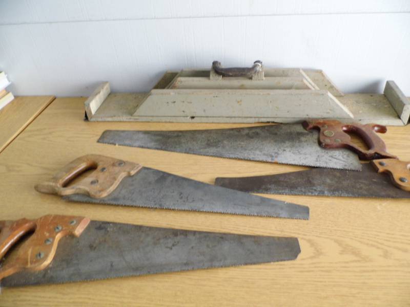 lot 69 image: Lot of Saws with Handmade Holder