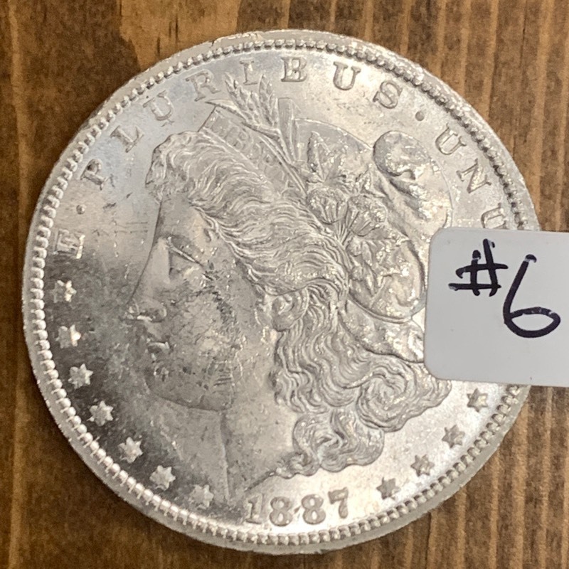 lot 6 image: 1887-SMorgan Silver Dollar Coin