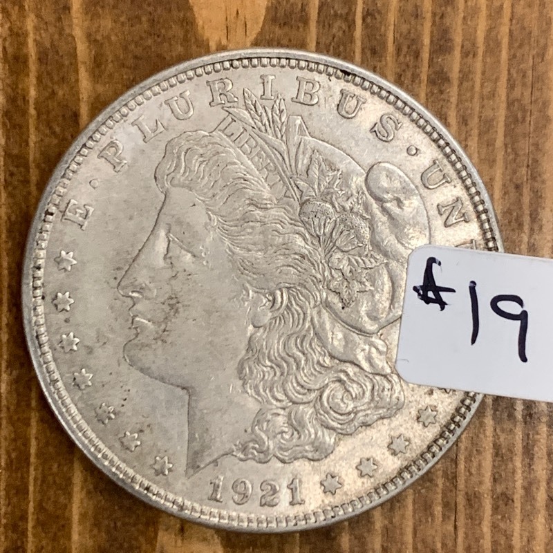 lot 19 image: 1921-D Morgan Silver Dollar Coin