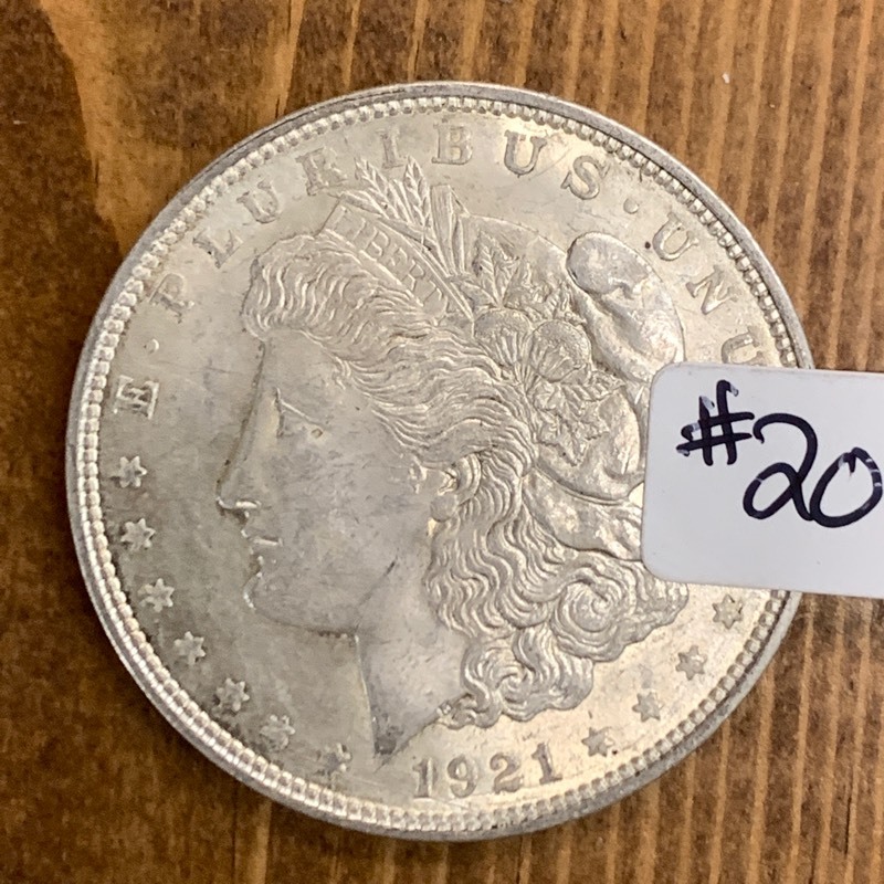 lot 20 image: 1921-D Morgan Silver Dollar Coin