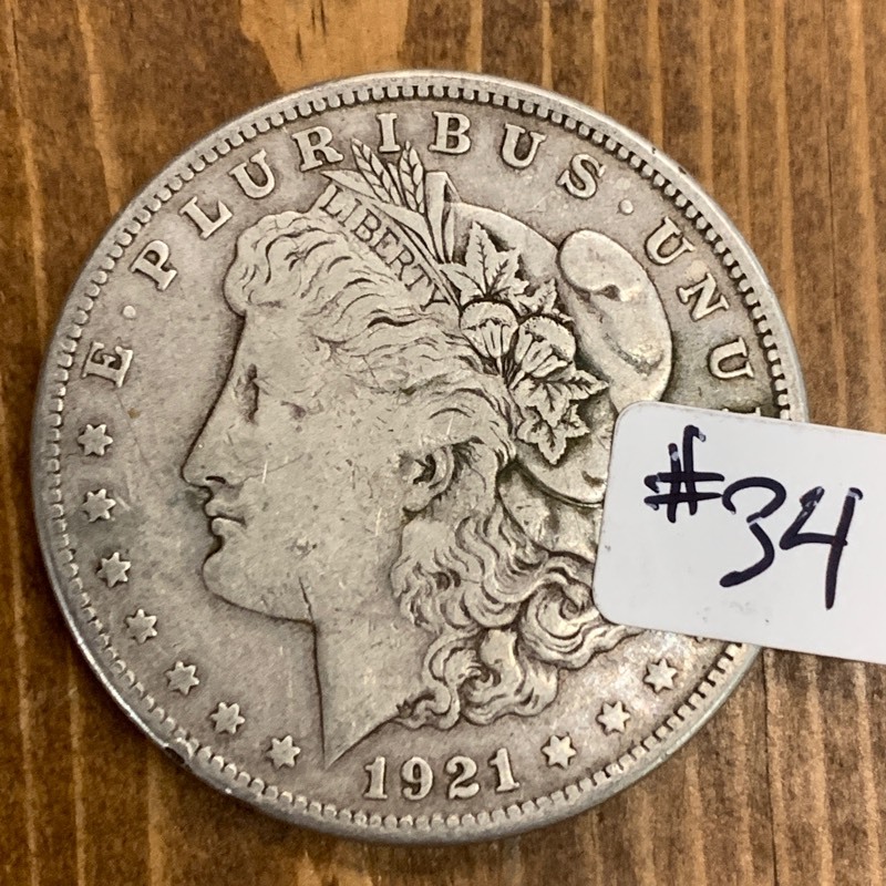 lot 34 image: 1921-S Morgan Silver Dollar Coin