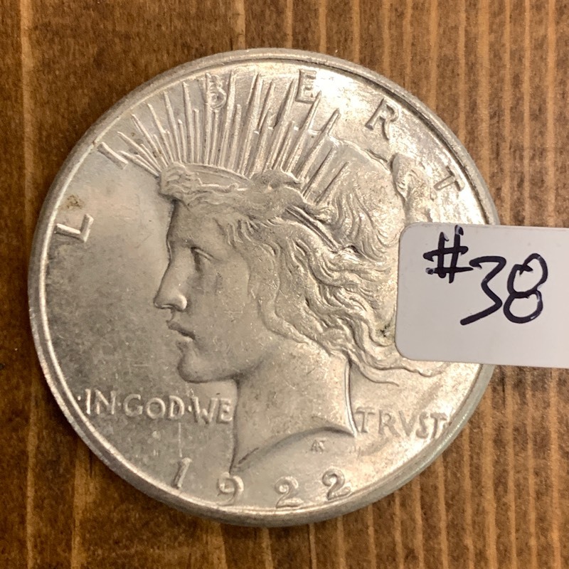 lot 38 image: 1922-S Peace Silver Dollar Coin