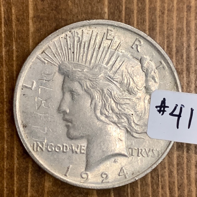 lot 41 image: 1924 Peace Silver Dollar Coin